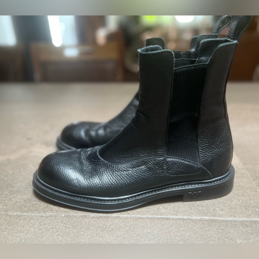 Men’s Emporio Armani Grained Leather Chelsea Ankle Boots Size UK 10 - Picture 4 of 8